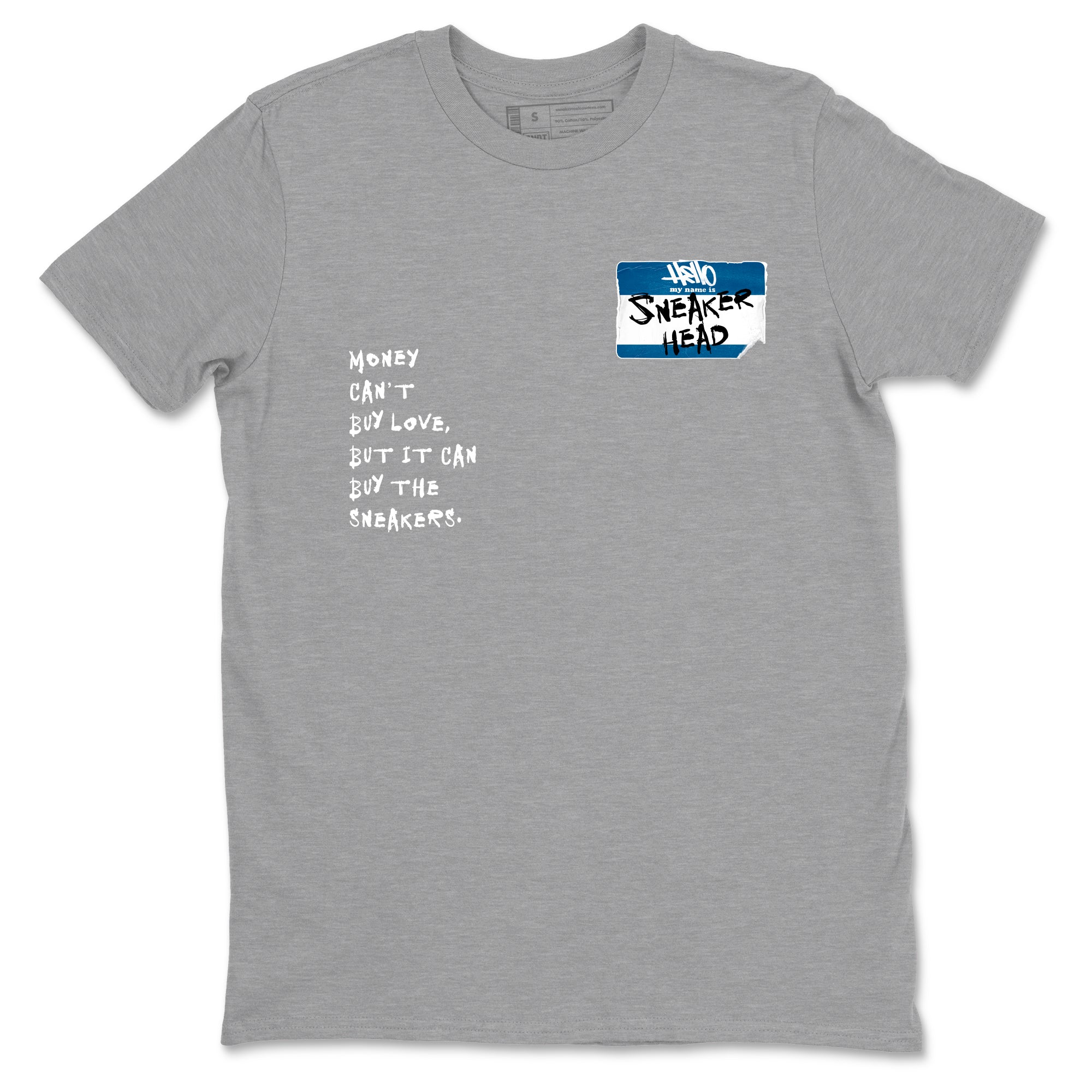 Sneakerhead Badge sneaker match t-shirt styled to complete your fit with the Air Jordan 1 Travis Scott Fragment sneakers, shown in Heather Grey 2.