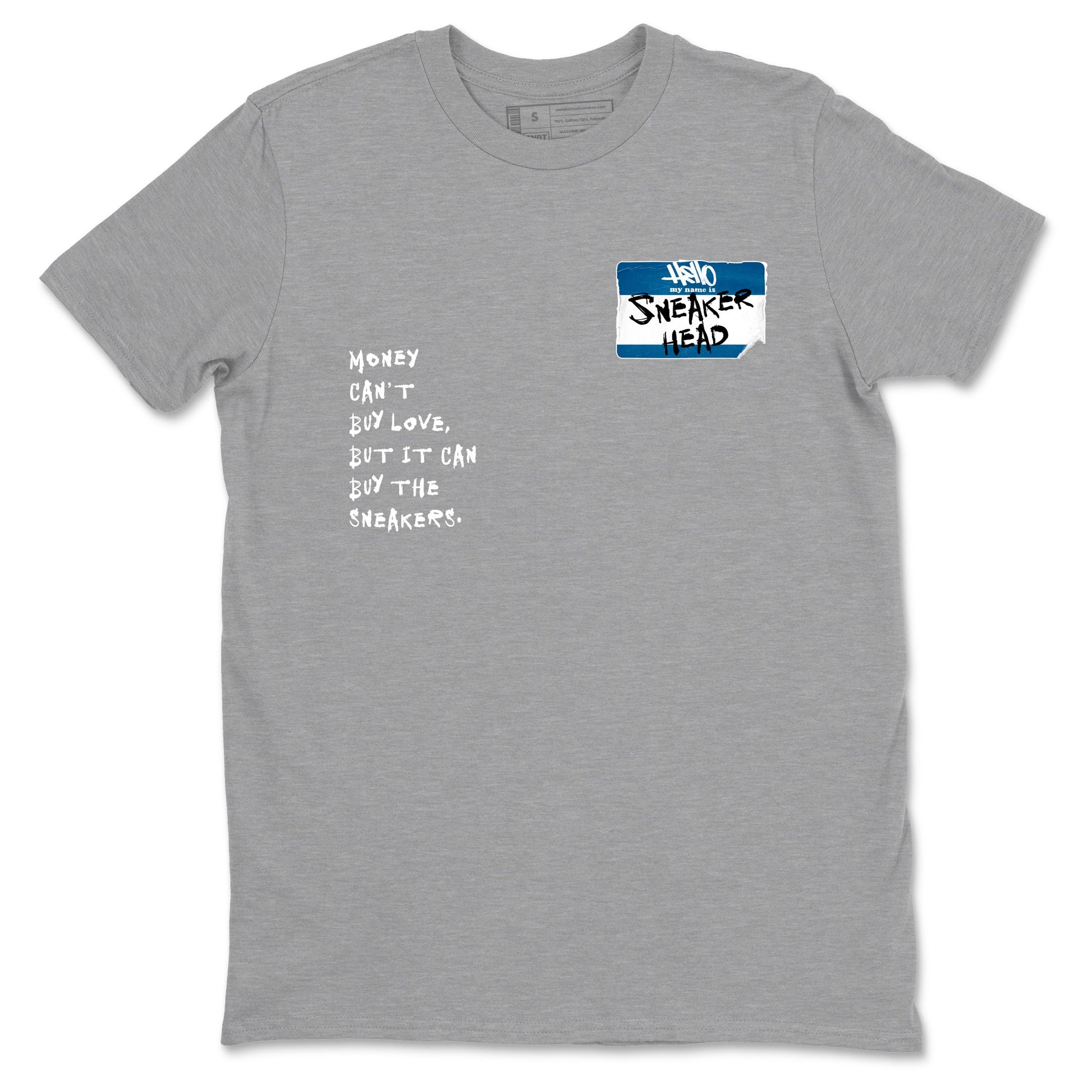 Sneakerhead Badge sneaker match t-shirt styled to complete your fit with the Air Jordan 1 Travis Scott Fragment sneakers, shown in Heather Grey 2.