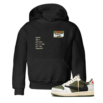 1s Travis Scott Medium Olive shirts to match jordans Sneakerhead Badge sneaker match tees Air Jordan 1 Travis Scott Medium Olive SNRT Sneaker Tees streetwear brand Baby and Youth Black 1 cotton tee