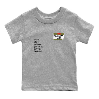 1s Travis Scott Medium Olive shirts to match jordans Sneakerhead Badge sneaker match tees Air Jordan 1 Travis Scott Medium Olive SNRT Sneaker Tees streetwear brand Baby and Youth Heather Grey 2 cotton tee