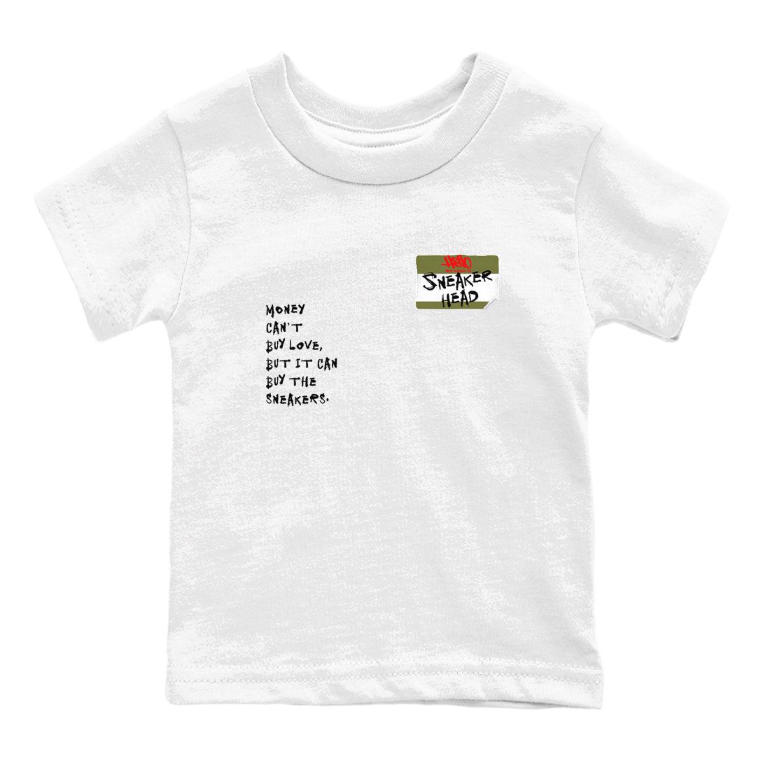 1s Travis Scott Medium Olive shirts to match jordans Sneakerhead Badge sneaker match tees Air Jordan 1 Travis Scott Medium Olive SNRT Sneaker Tees streetwear brand Baby and Youth White 2 cotton tee