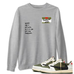 1s Travis Scott Medium Olive shirts to match jordans Sneakerhead Badge sneaker match tees Air Jordan 1 Travis Scott Medium Olive SNRT Sneaker Tees streetwear brand Heather Grey 1 unisex cotton tee