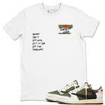 1s Travis Scott Medium Olive shirts to match jordans Sneakerhead Badge sneaker match tees Air Jordan 1 Travis Scott Medium Olive SNRT Sneaker Tees streetwear brand White 1 unisex cotton tee