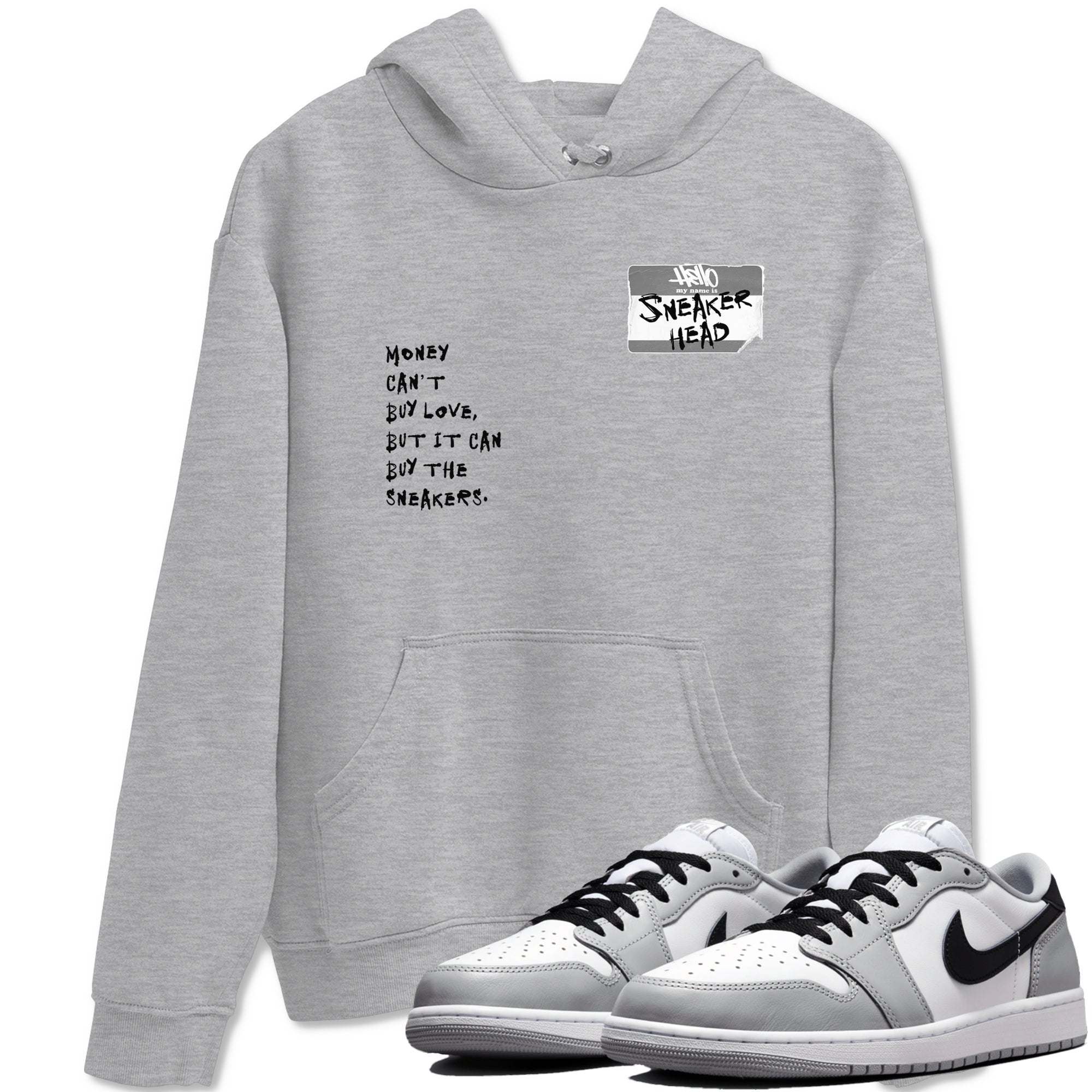 AJ1 Wolf Grey shirts to match jordans Sneakerhead Badge sneaker match tees Air Jordan 1 Wolf Grey SNRT Sneaker Tees streetwear brand Heather Grey 1 unisex cotton tee