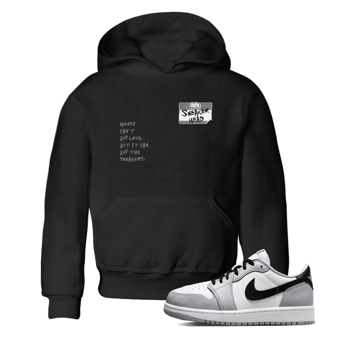 AJ1 Wolf Grey shirts to match jordans Sneakerhead Badge sneaker match tees Air Jordan 1 Wolf Grey SNRT Sneaker Tees streetwear brand Baby and Youth Black 1 cotton tee