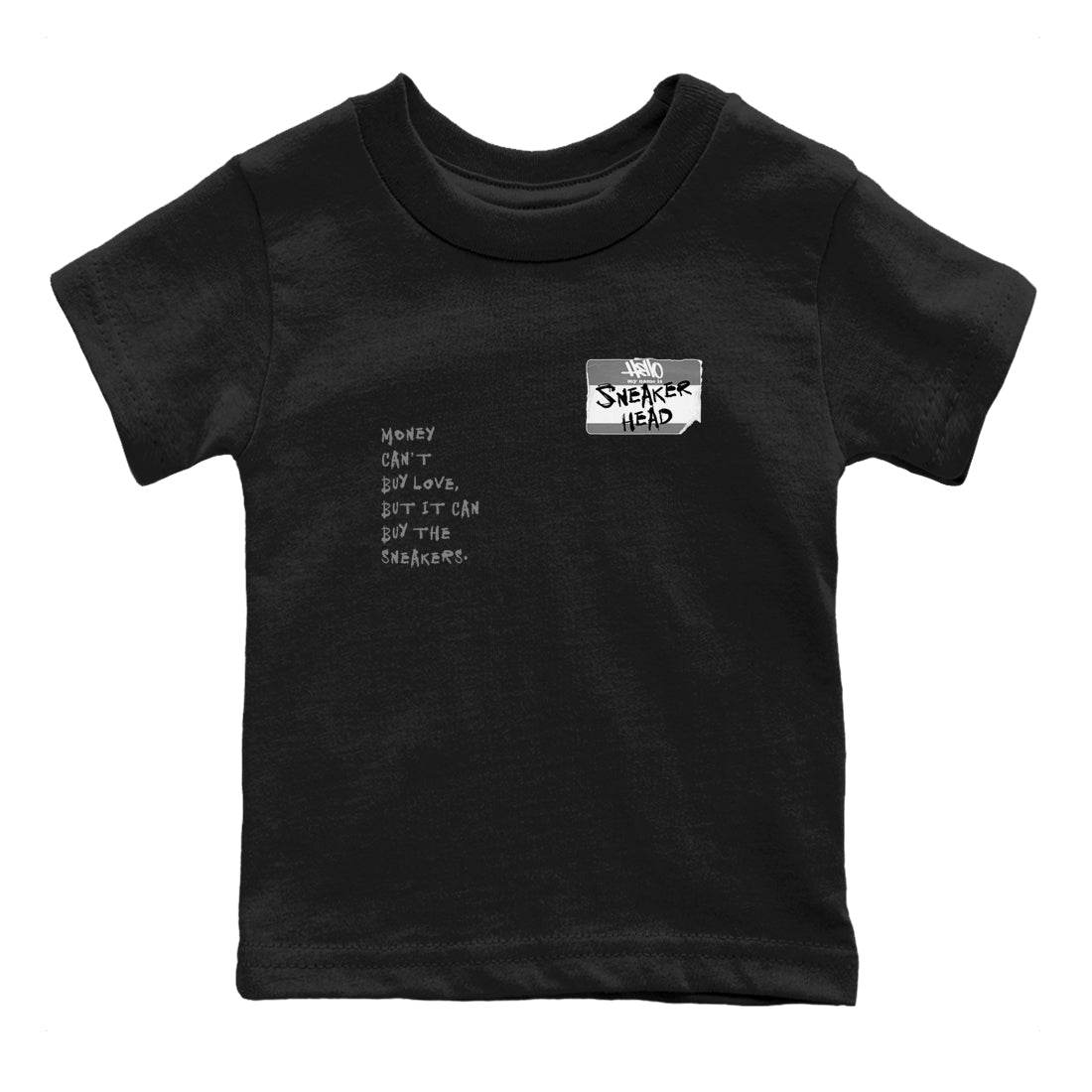 AJ1 Wolf Grey shirts to match jordans Sneakerhead Badge sneaker match tees Air Jordan 1 Wolf Grey SNRT Sneaker Tees streetwear brand Baby and Youth Black 2 cotton tee