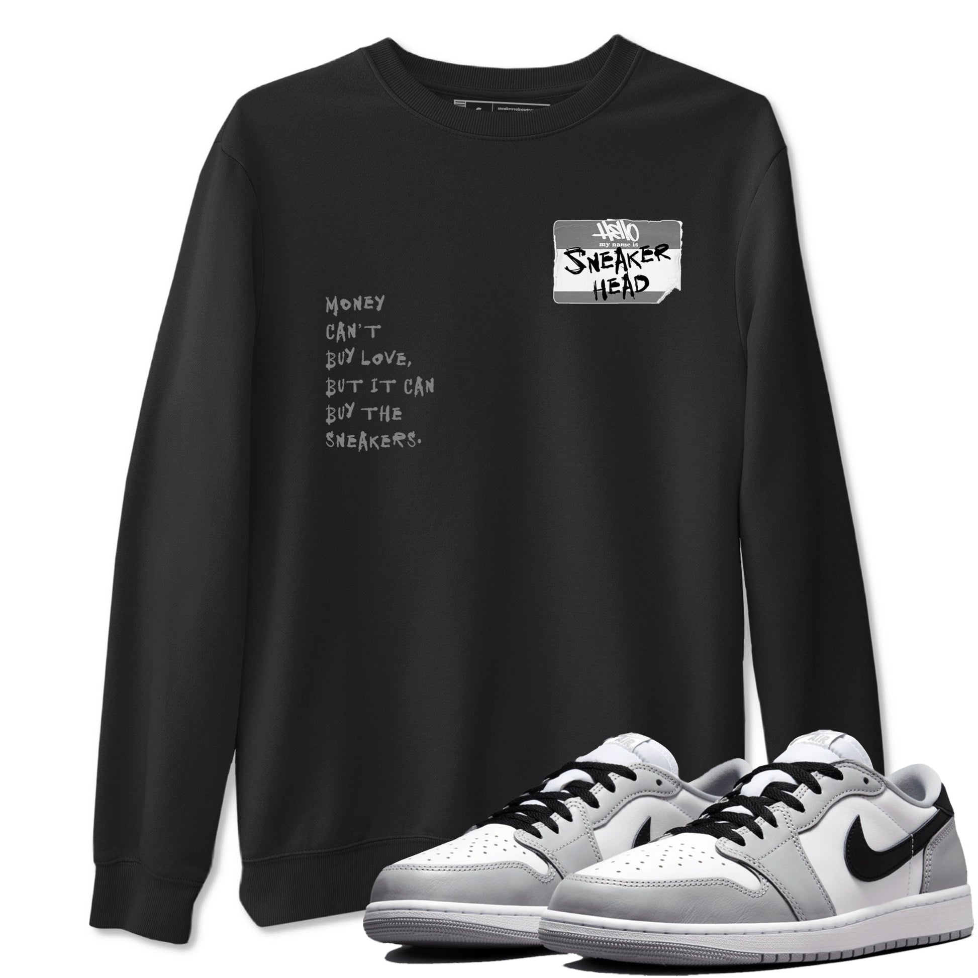 AJ1 Wolf Grey shirts to match jordans Sneakerhead Badge sneaker match tees Air Jordan 1 Wolf Grey SNRT Sneaker Tees streetwear brand Black 1 unisex cotton tee