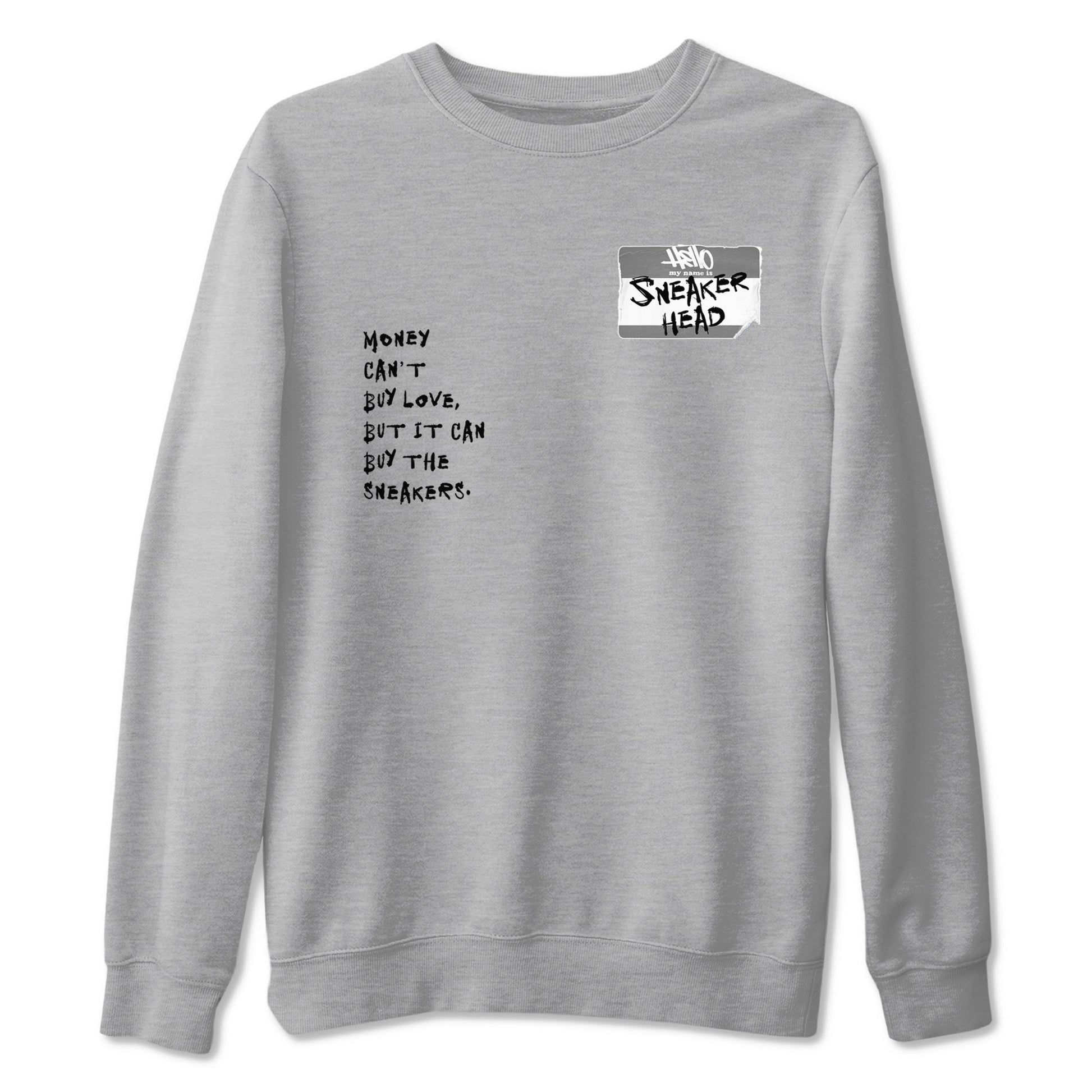 AJ1 Wolf Grey shirts to match jordans Sneakerhead Badge sneaker match tees Air Jordan 1 Wolf Grey SNRT Sneaker Tees streetwear brand Heather Grey 2 unisex cotton tee