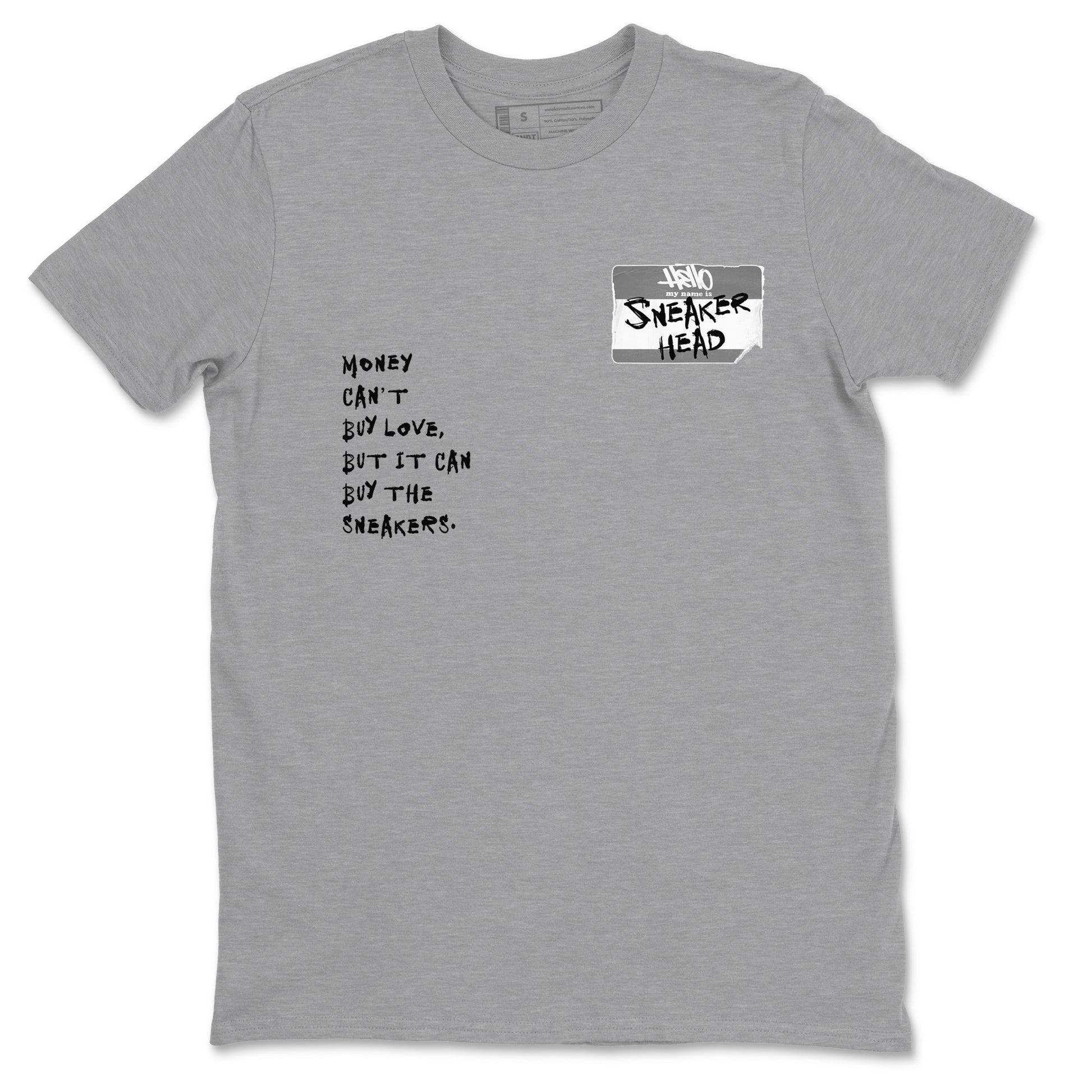 AJ1 Wolf Grey shirts to match jordans Sneakerhead Badge sneaker match tees Air Jordan 1 Wolf Grey SNRT Sneaker Tees streetwear brand Heather Grey 2 unisex cotton tee
