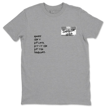 AJ1 Wolf Grey shirts to match jordans Sneakerhead Badge sneaker match tees Air Jordan 1 Wolf Grey SNRT Sneaker Tees streetwear brand Heather Grey 2 unisex cotton tee