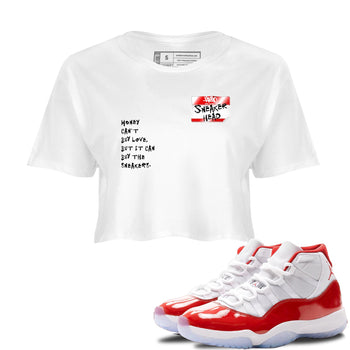 11s Cherry shirts to match jordans Sneakerhead Badge sneaker match tees Air Jordan 11 Retro Cherry match shoes to clothes SNRT Sneaker Tees unisex cotton White 1 crop tee