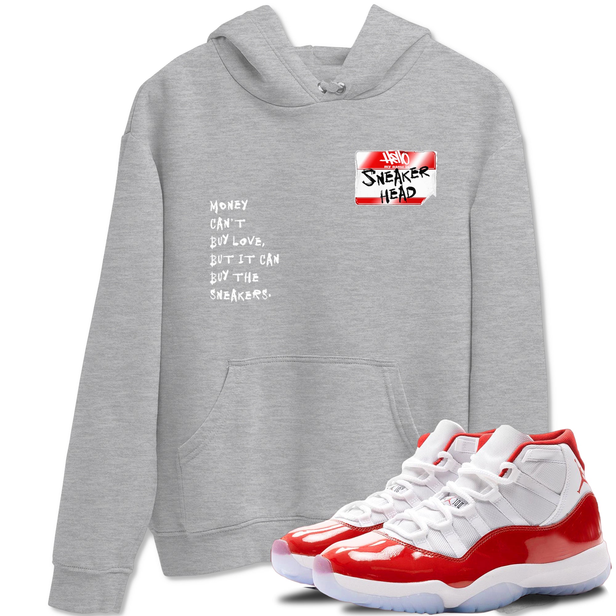 11s Cherry shirts to match jordans Sneakerhead Badge sneaker match tees Air Jordan 11 Retro Cherry match shoes to clothes SNRT Sneaker Tees unisex cotton Heather Grey 1 shirts