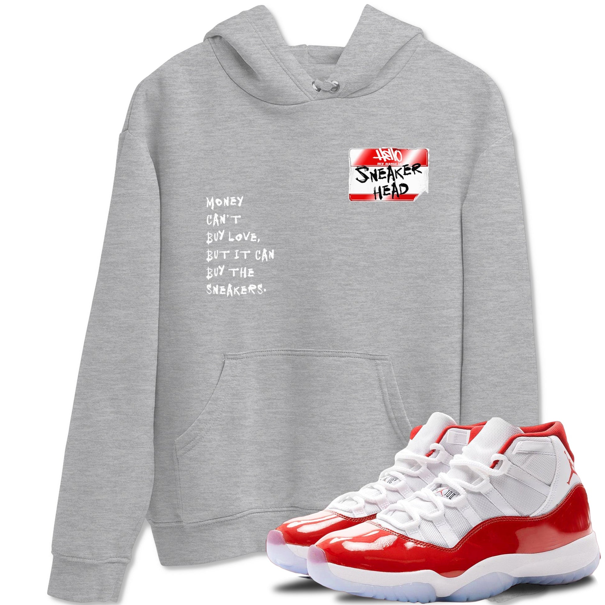11s Cherry shirts to match jordans Sneakerhead Badge sneaker match tees Air Jordan 11 Retro Cherry match shoes to clothes SNRT Sneaker Tees unisex cotton Heather Grey 1 shirts