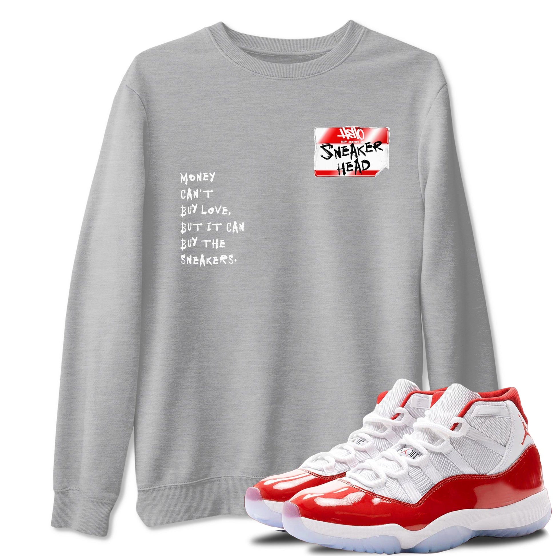 11s Cherry shirts to match jordans Sneakerhead Badge sneaker match tees Air Jordan 11 Retro Cherry match shoes to clothes SNRT Sneaker Tees unisex cotton Heather Grey 1 shirts