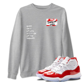 11s Cherry shirts to match jordans Sneakerhead Badge sneaker match tees Air Jordan 11 Retro Cherry match shoes to clothes SNRT Sneaker Tees unisex cotton Heather Grey 1 shirts