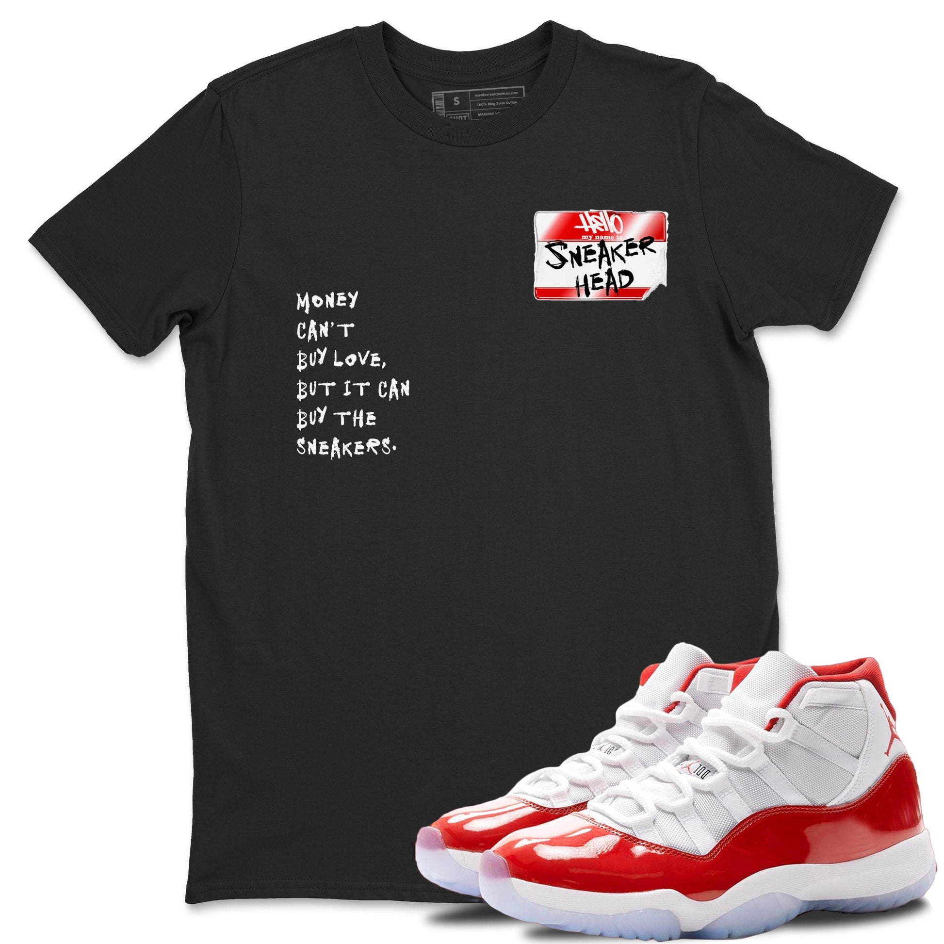 11s Cherry shirts to match jordans Sneakerhead Badge sneaker match tees Air Jordan 11 Retro Cherry match shoes to clothes SNRT Sneaker Tees unisex cotton Black 1 shirts