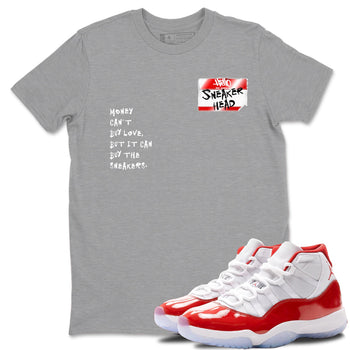 11s Cherry shirts to match jordans Sneakerhead Badge sneaker match tees Air Jordan 11 Retro Cherry match shoes to clothes SNRT Sneaker Tees unisex cotton Heather Grey 1 shirts