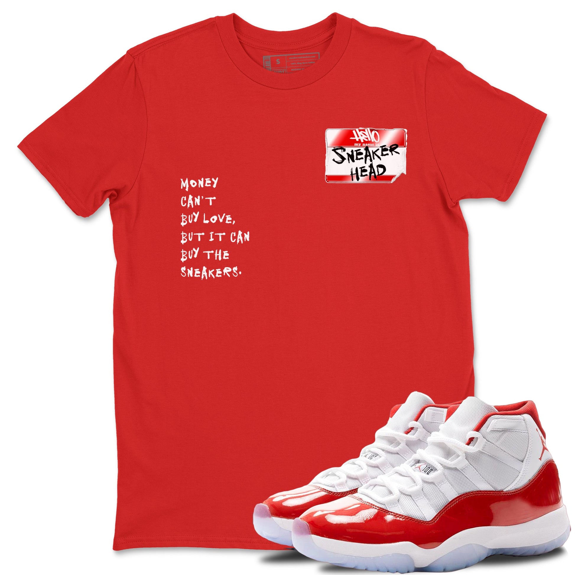 11s Cherry shirts to match jordans Sneakerhead Badge sneaker match tees Air Jordan 11 Retro Cherry match shoes to clothes SNRT Sneaker Tees unisex cotton Red 1 shirts