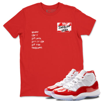 11s Cherry shirts to match jordans Sneakerhead Badge sneaker match tees Air Jordan 11 Retro Cherry match shoes to clothes SNRT Sneaker Tees unisex cotton Red 1 shirts