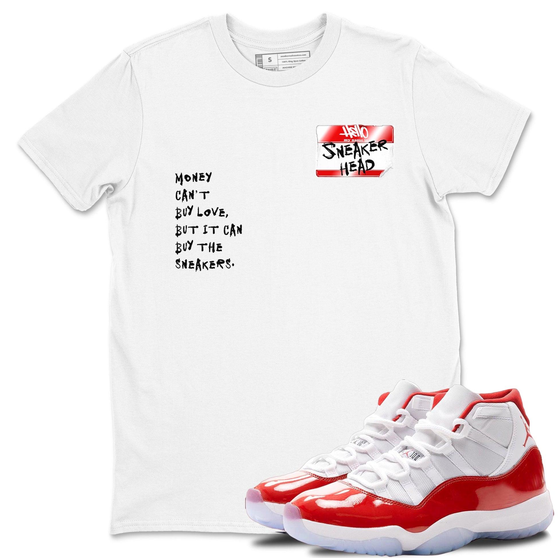 11s Cherry shirts to match jordans Sneakerhead Badge sneaker match tees Air Jordan 11 Retro Cherry match shoes to clothes SNRT Sneaker Tees unisex cotton White 1 shirts
