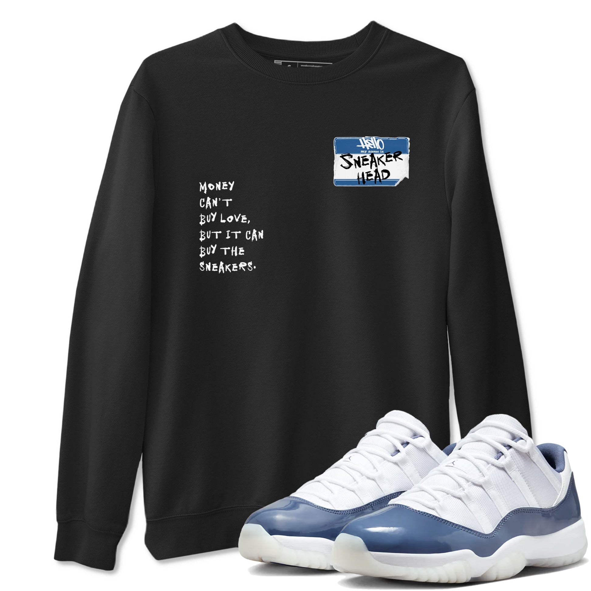 11s Diffused Blue shirts to match jordans Sneakerhead Badge sneaker match tees Air Jordan 11 Diffused Blue SNRT Sneaker Tees streetwear brand Black 1 unisex cotton tee