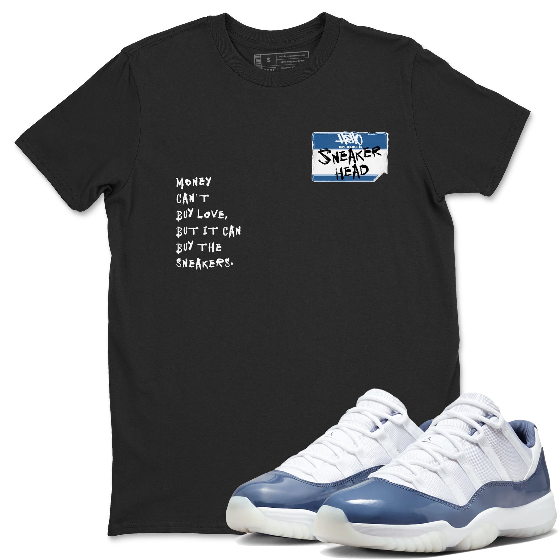 11s Diffused Blue shirts to match jordans Sneakerhead Badge sneaker match tees Air Jordan 11 Diffused Blue SNRT Sneaker Tees streetwear brand Black 1 unisex cotton tee