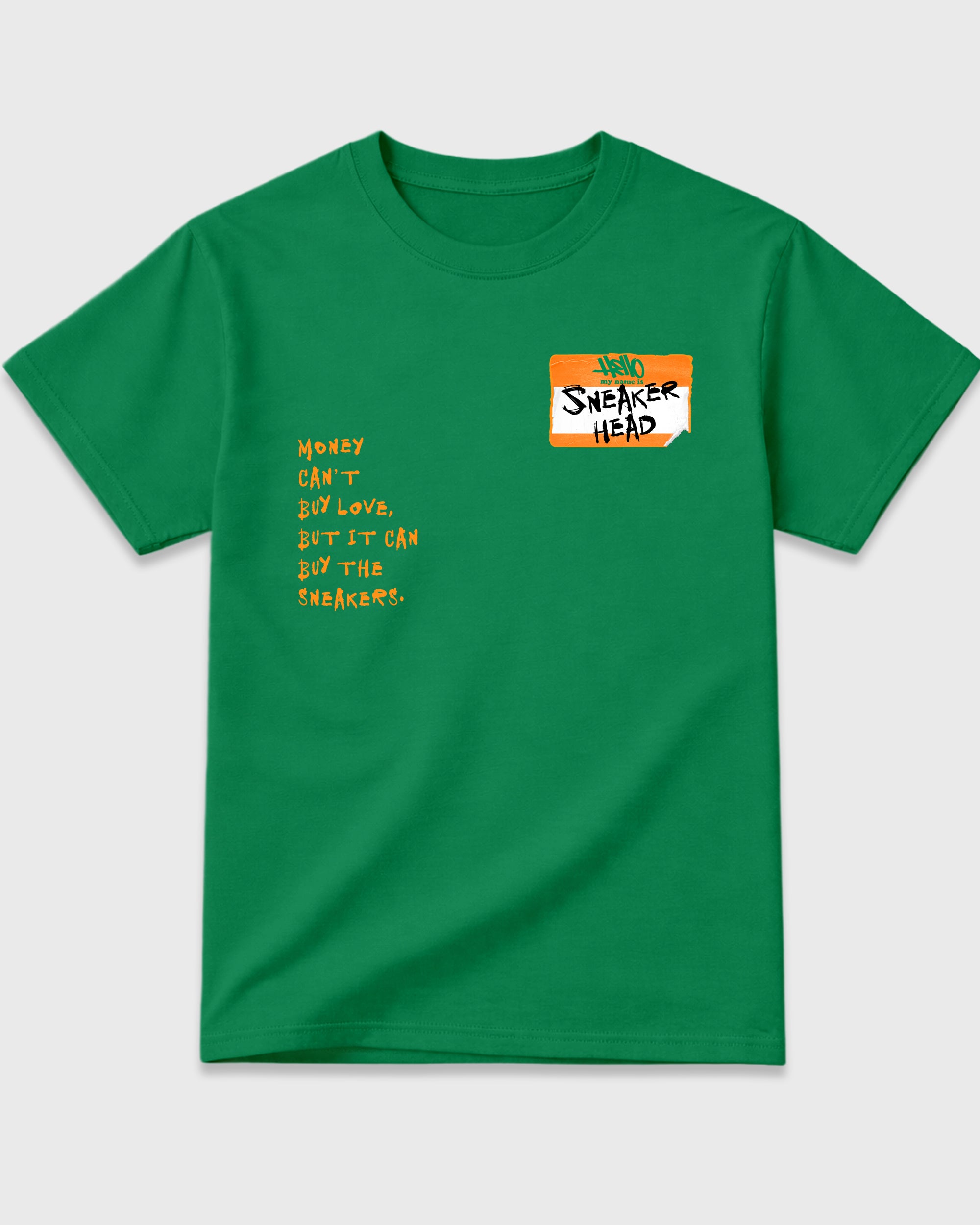 Sneakerhead Badge Graphic T-Shirt featuring original streetwear artwork designed to match the Air Jordan 11 Green Screen. Kelly Green 2 Graphic T-Shirt.