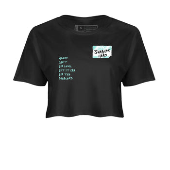 Sneakerhead Badge womens crop tee made to vibe with the Air Jordan 11 Igloo sneakers — the perfect match in Black 2.