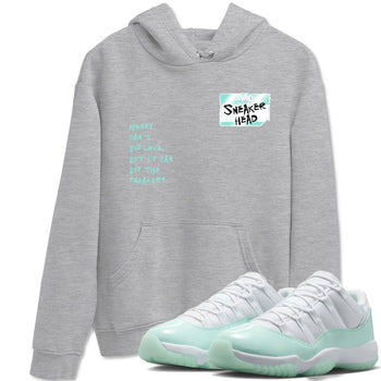 Sneakerhead Badge sneaker match t-shirt styled to complete your fit with the Air Jordan 11 Igloo sneakers, shown in Heather Grey 1.