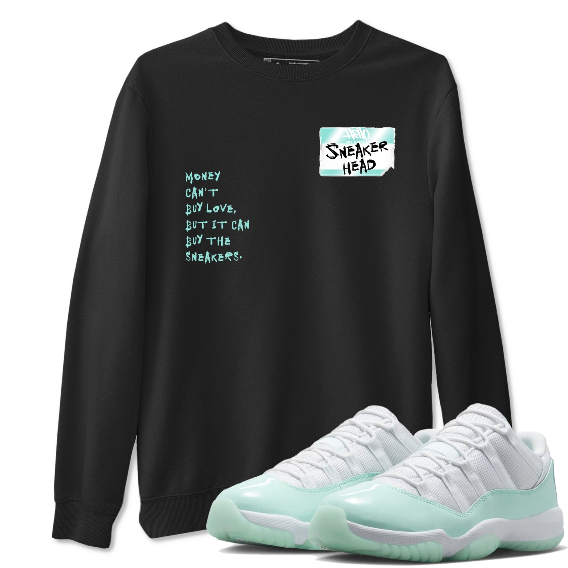 Sneakerhead Badge sneaker match t-shirt styled to complete your fit with the Air Jordan 11 Igloo sneakers, shown in Black 1.