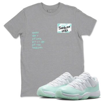 Sneakerhead Badge sneaker match t-shirt styled to complete your fit with the Air Jordan 11 Igloo sneakers, shown in Heather Grey 1.