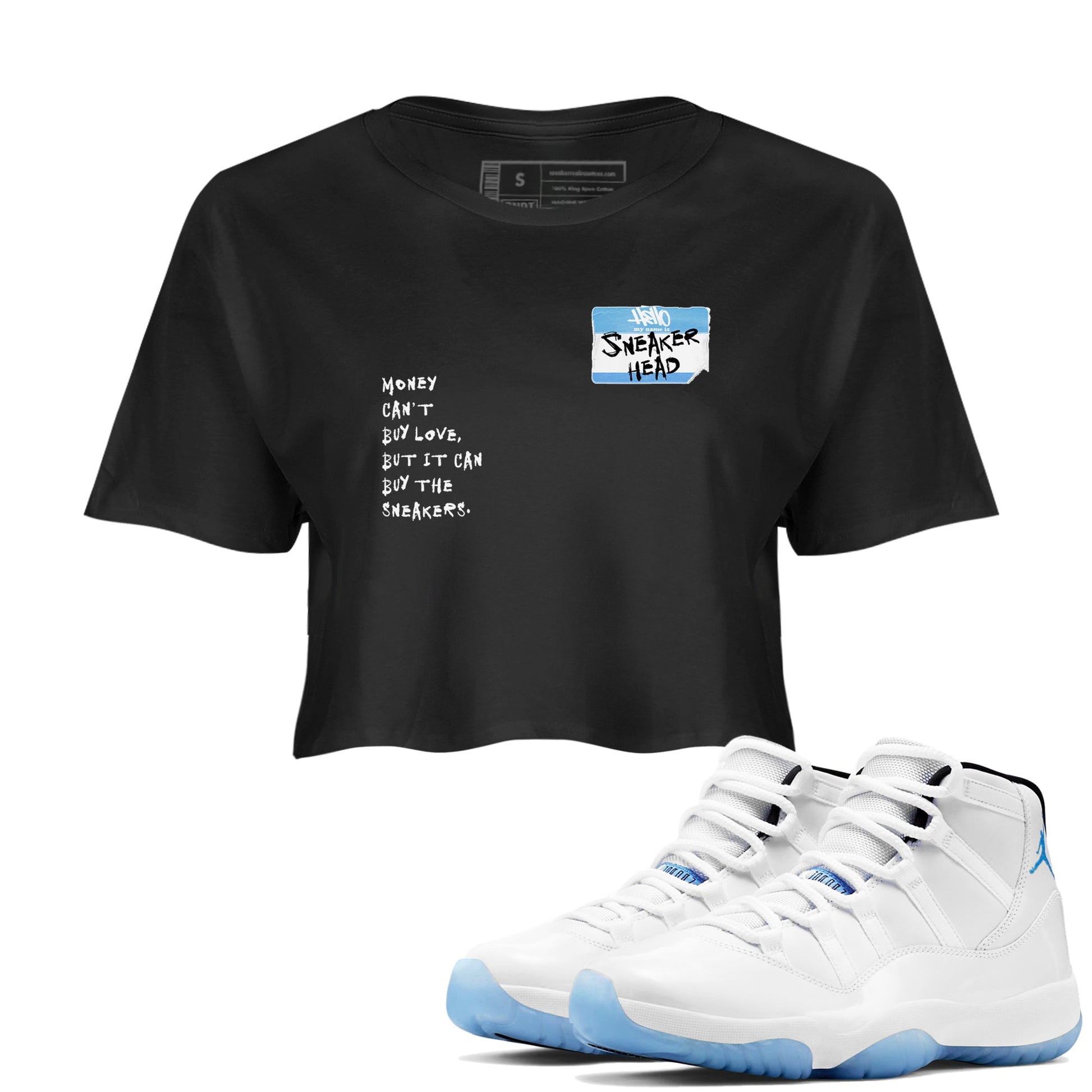 11 Legend Blue Shirts To Match Jordans Sneakerhead Badge Sneaker Shirts Air Jordan 11 Legend Blue SNRT Sneaker Release Tees Unisex Cotton Crew Neck Black 1 Crop Shirts