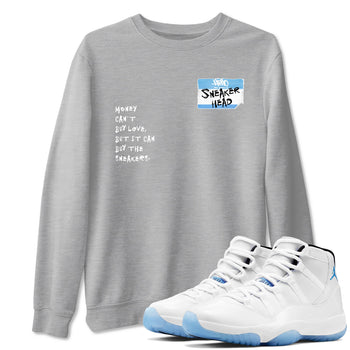11 Legend Blue Shirts To Match Jordans Sneakerhead Badge Sneaker Shirts Air Jordan 11 Legend Blue SNRT Sneaker Release Tees Unisex Cotton Crew Neck Heather Grey 1 crew neck shirts