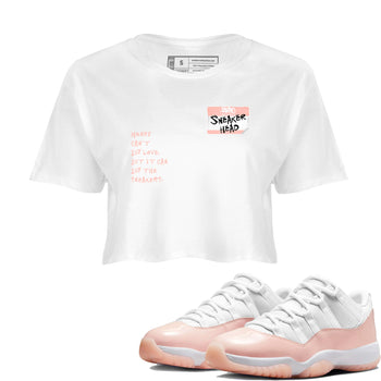 11s Legend Pink shirt to match jordans Sneakerhead Badge sneaker tees Air Jordan 11 Legend Pink SNRT Sneaker Release Tees White 1 crop length shirt