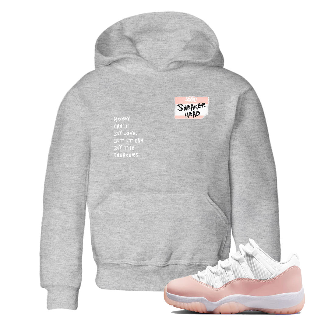 11s Legend Pink shirt to match jordans Sneakerhead Badge sneaker tees Air Jordan 11 Legend Pink SNRT sneaker release tees baby toddler Heather Grey 1 cotton Shirt