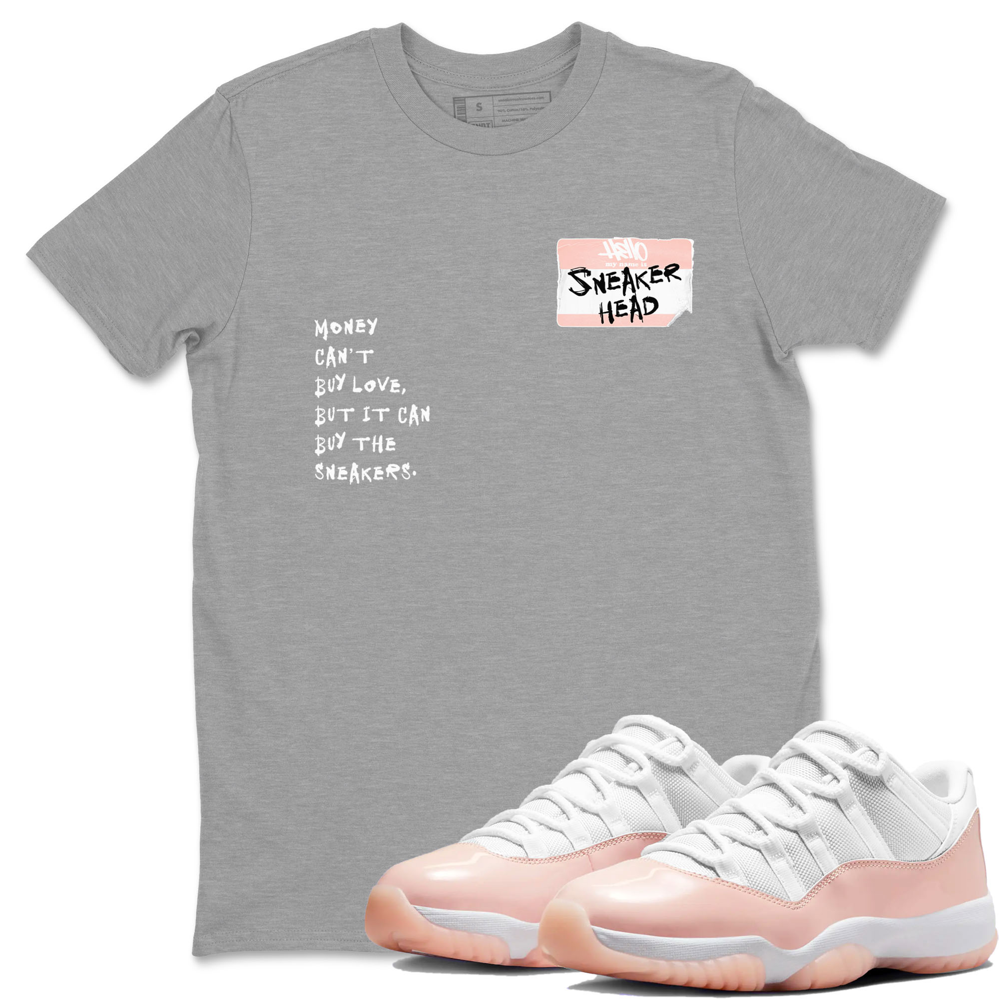 11s Legend Pink shirt to match jordans Sneakerhead Badge sneaker tees Air Jordan 11 Legend Pink SNRT Sneaker Release Tees unisex cotton Heather Grey 1 crew neck shirt