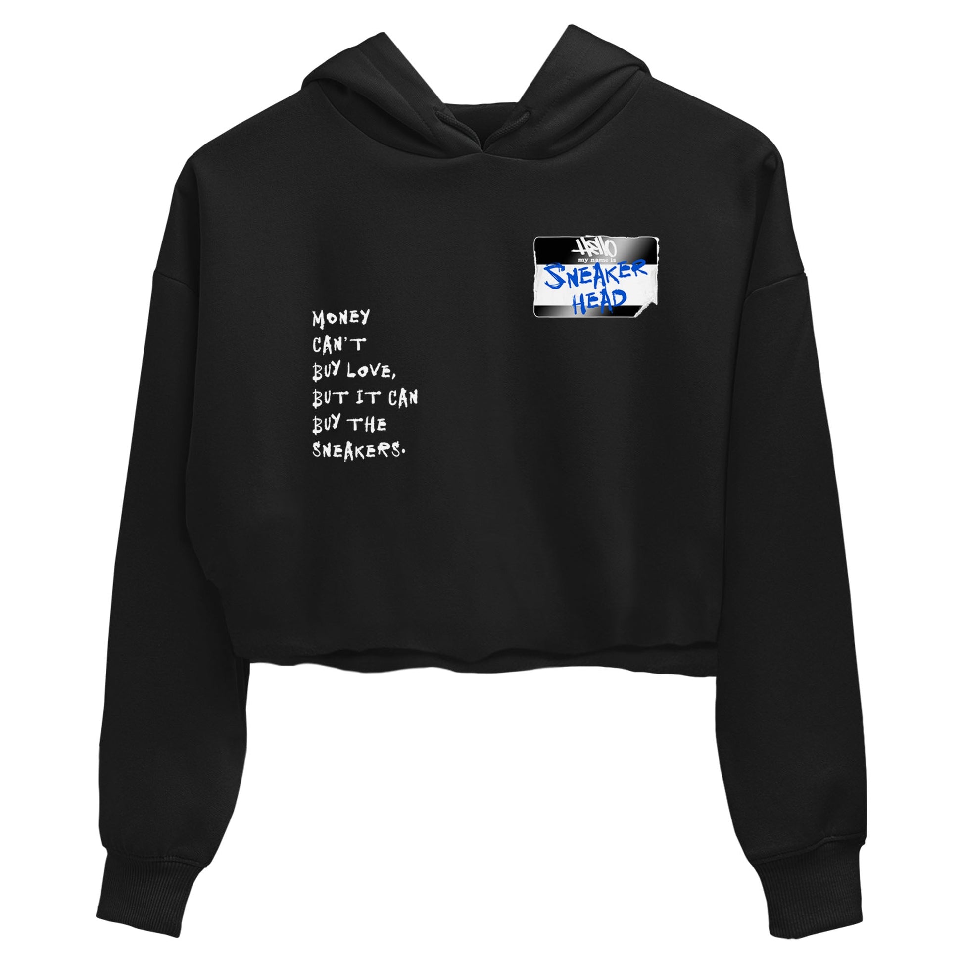 11s Black and Varsity Royal shirt to match jordans Sneakerhead Badge sneaker tees Air Jordan 11 Black/Varsity Royal SNRT Sneaker Release Tees Black 2 crop length shirt