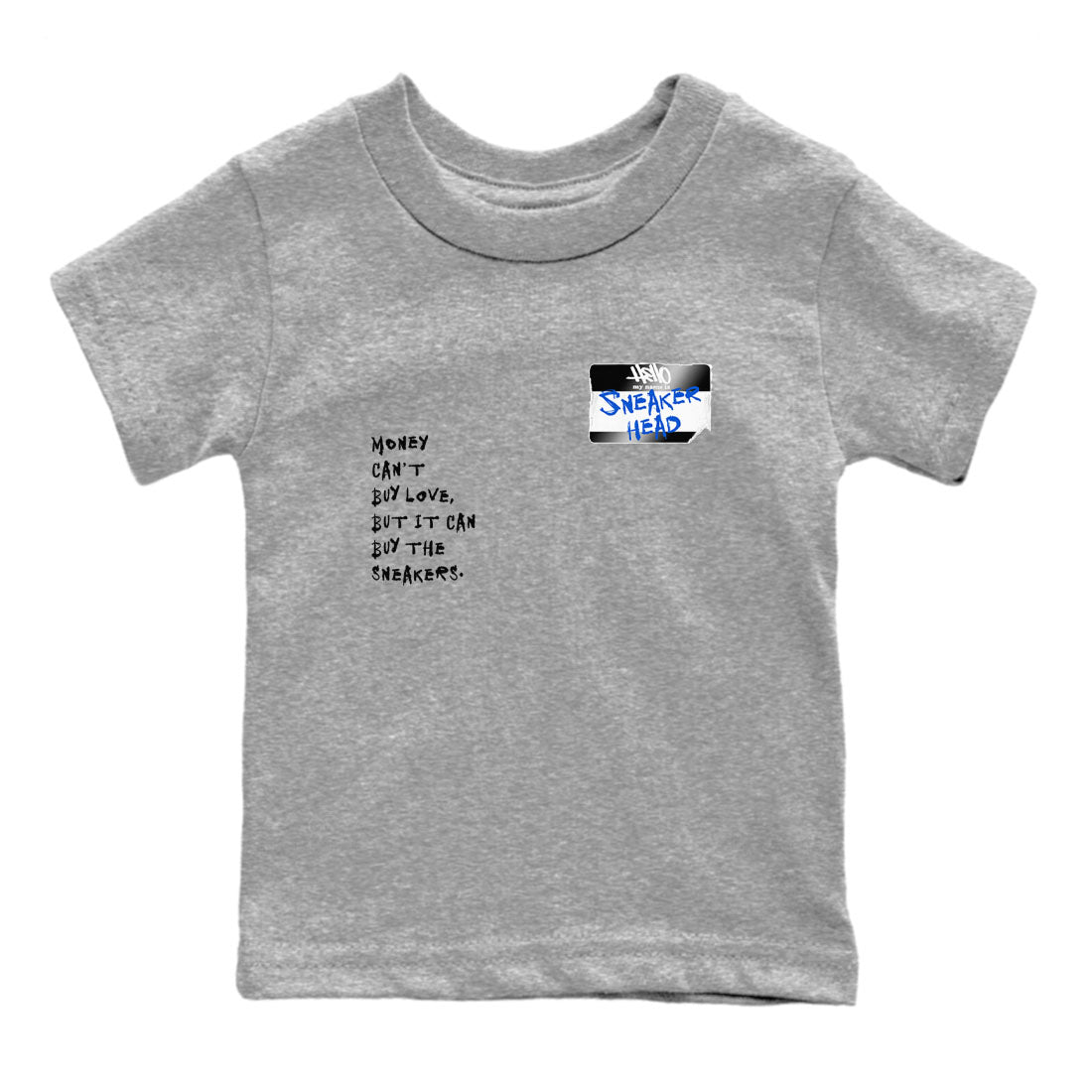 11s Black and Varsity Royal shirt to match jordans Sneakerhead Badge sneaker tees Air Jordan 11 Black/Varsity Royal SNRT sneaker release tees baby toddler Heather Grey 2 cotton Shirt