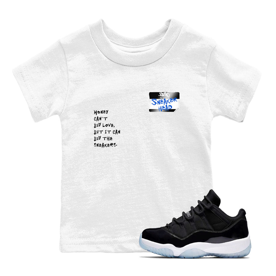 11s Black and Varsity Royal shirt to match jordans Sneakerhead Badge sneaker tees Air Jordan 11 Black/Varsity Royal SNRT sneaker release tees baby toddler White 1 cotton Shirt