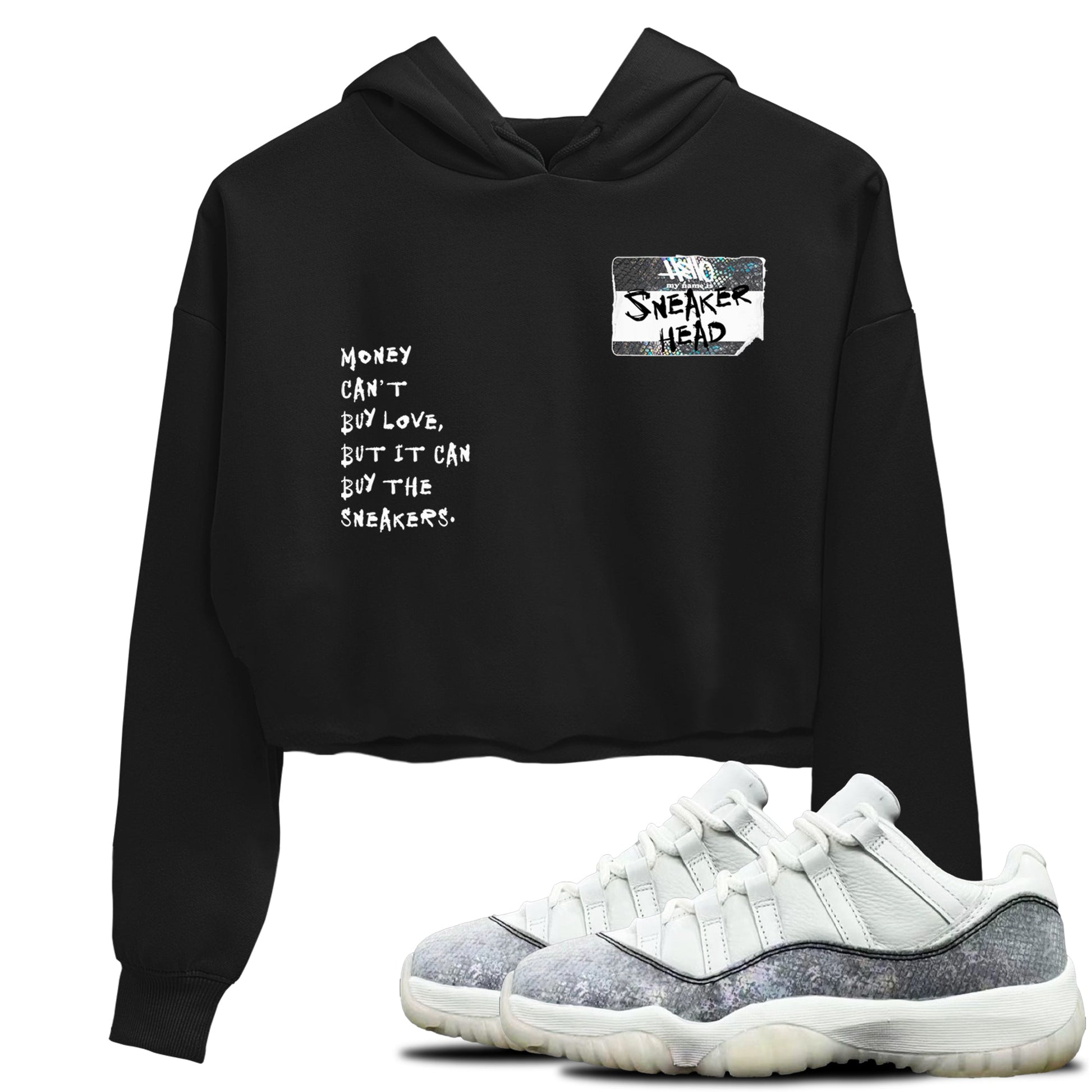 Jordan 11 Low Snake shirts to match jordans Sneakerhead Badge sneaker match tees Air Jordan 11 Year Of The Snake best t shirts to wear with jordans SNRT Sneaker Tees unisex cotton Black 1 crop tee