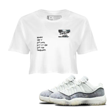 Jordan 11 Low Snake shirts to match jordans Sneakerhead Badge sneaker match tees Air Jordan 11 Year Of The Snake best t shirts to wear with jordans SNRT Sneaker Tees unisex cotton White 1 crop tee