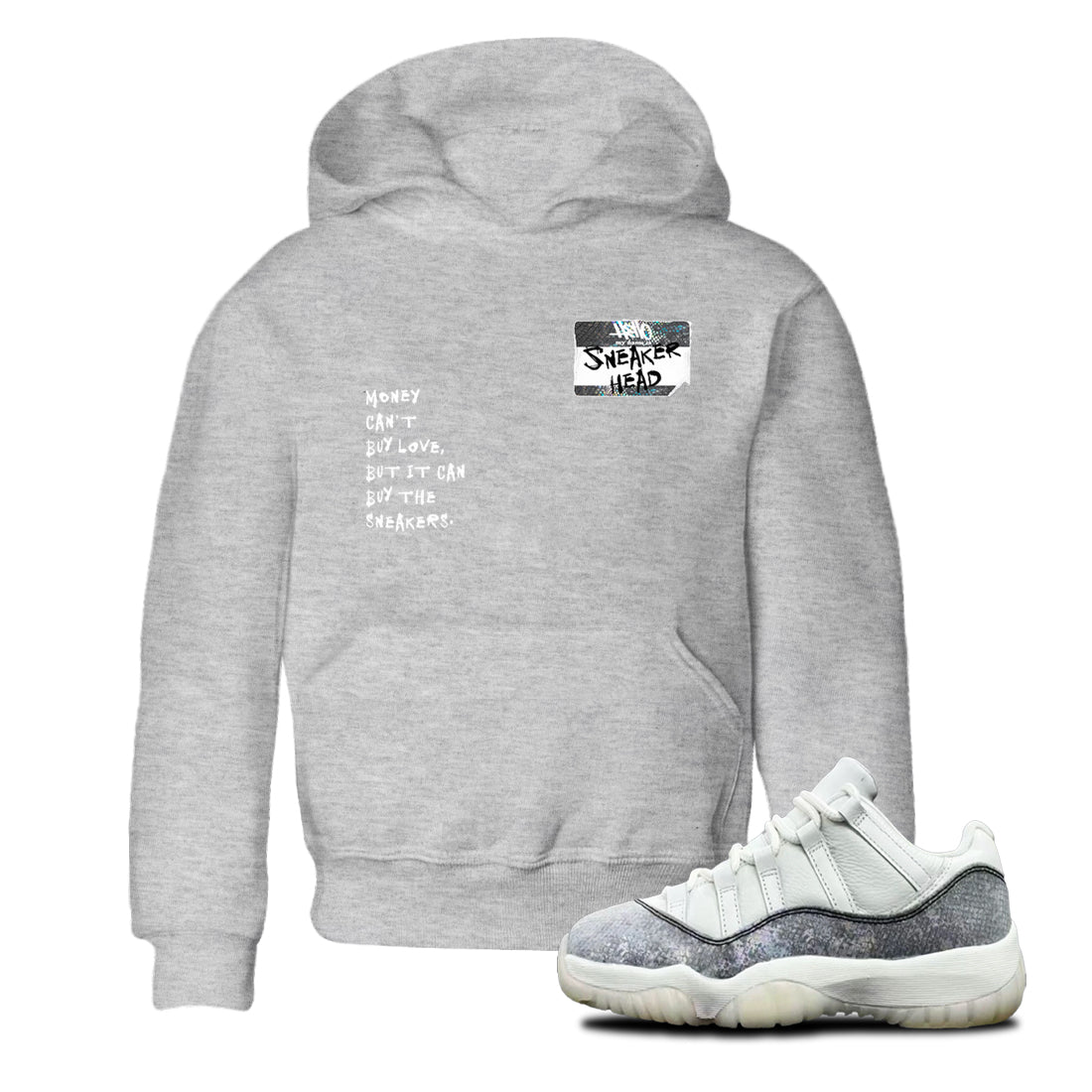 Jordan 11 Low Snake shirts to match jordans Sneakerhead Badge sneaker match tees Air Jordan 11 Year Of The Snake best t shirts to wear with jordans SNRT Sneaker Tees Youth Baby Heather Grey 1 tee