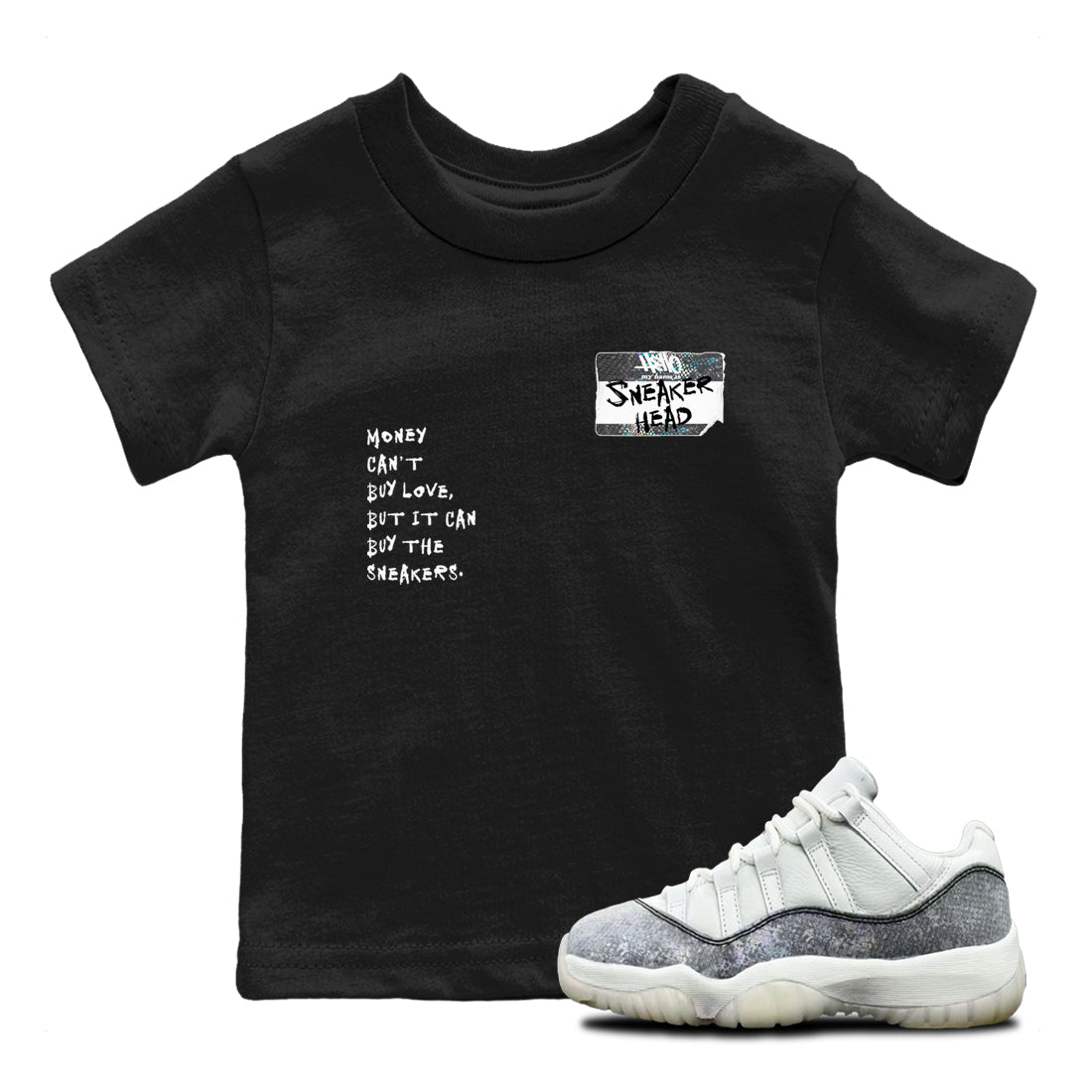 Jordan 11 Low Snake shirts to match jordans Sneakerhead Badge sneaker match tees Air Jordan 11 Year Of The Snake best t shirts to wear with jordans SNRT Sneaker Tees Youth Baby Black 1 tee