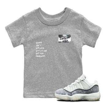 Jordan 11 Low Snake shirts to match jordans Sneakerhead Badge sneaker match tees Air Jordan 11 Year Of The Snake best t shirts to wear with jordans SNRT Sneaker Tees Youth Baby Heather Grey 1 tee