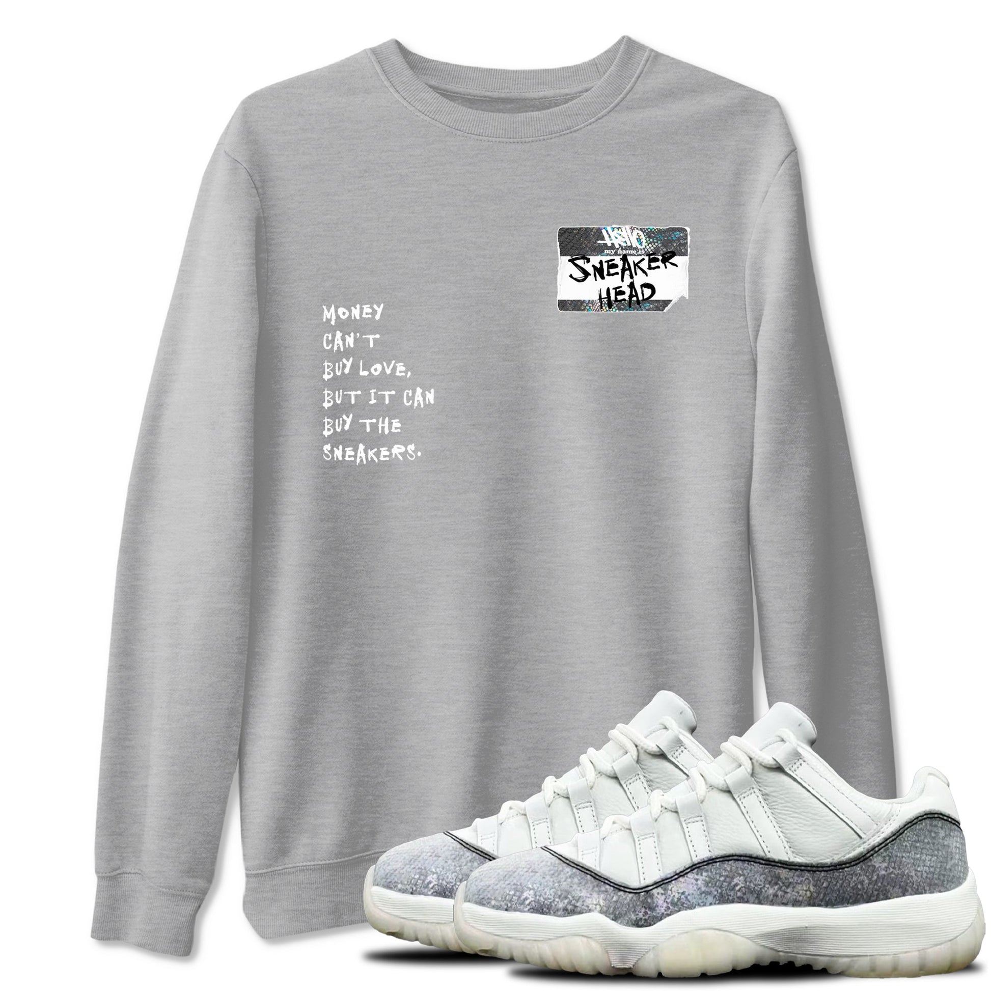 Jordan 11 Low Snake shirts to match jordans Sneakerhead Badge sneaker match tees Air Jordan 11 Year Of The Snake best t shirts to wear with jordans SNRT Sneaker Tees unisex cotton Heather Grey 1 shirts