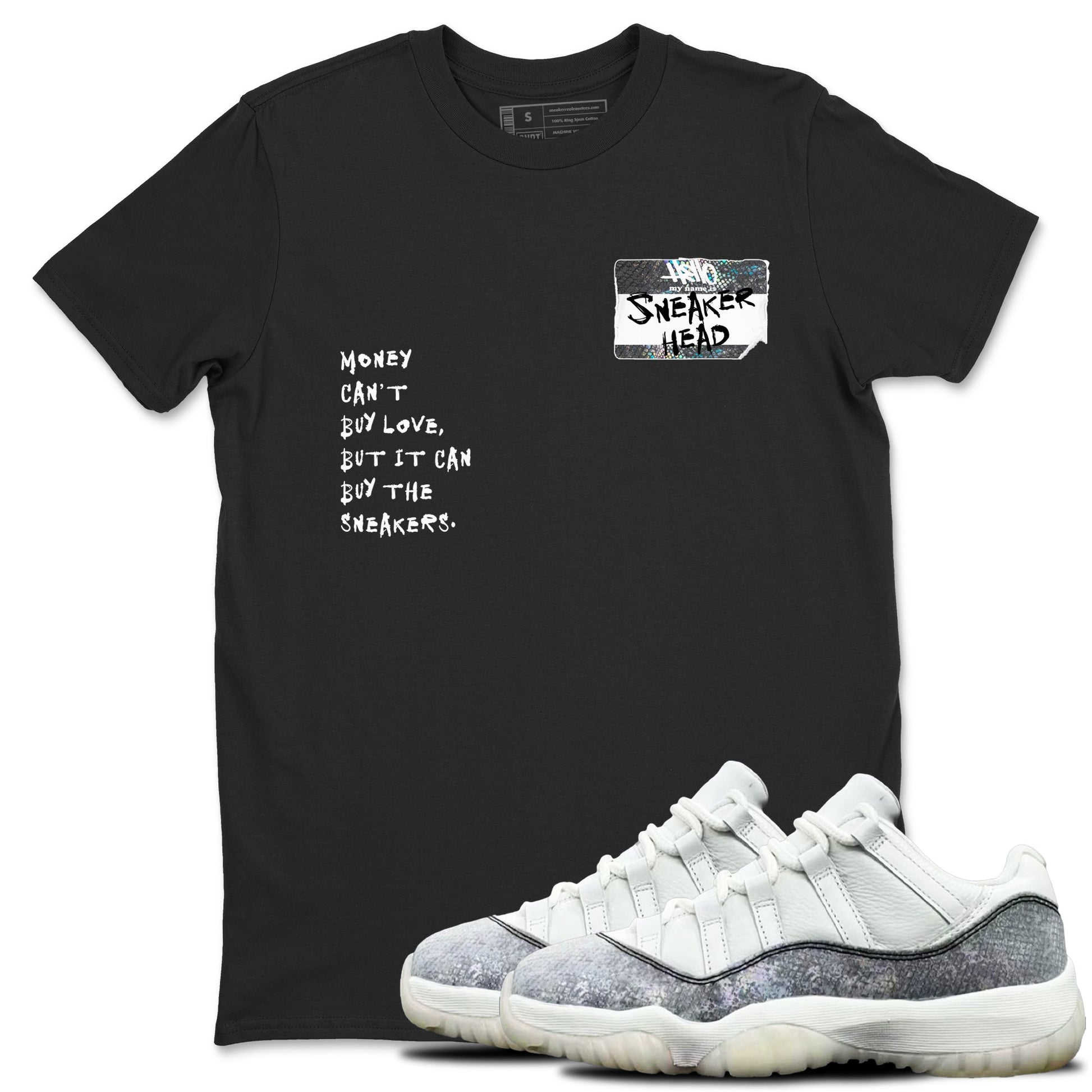 Jordan 11 Low Snake shirts to match jordans Sneakerhead Badge sneaker match tees Air Jordan 11 Year Of The Snake best t shirts to wear with jordans SNRT Sneaker Tees unisex cotton Black 1 shirts