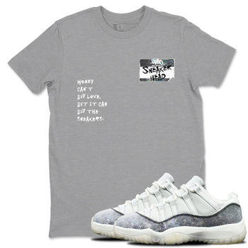 Jordan 11 Low Snake shirts to match jordans Sneakerhead Badge sneaker match tees Air Jordan 11 Year Of The Snake best t shirts to wear with jordans SNRT Sneaker Tees unisex cotton Heather Grey 1 shirts