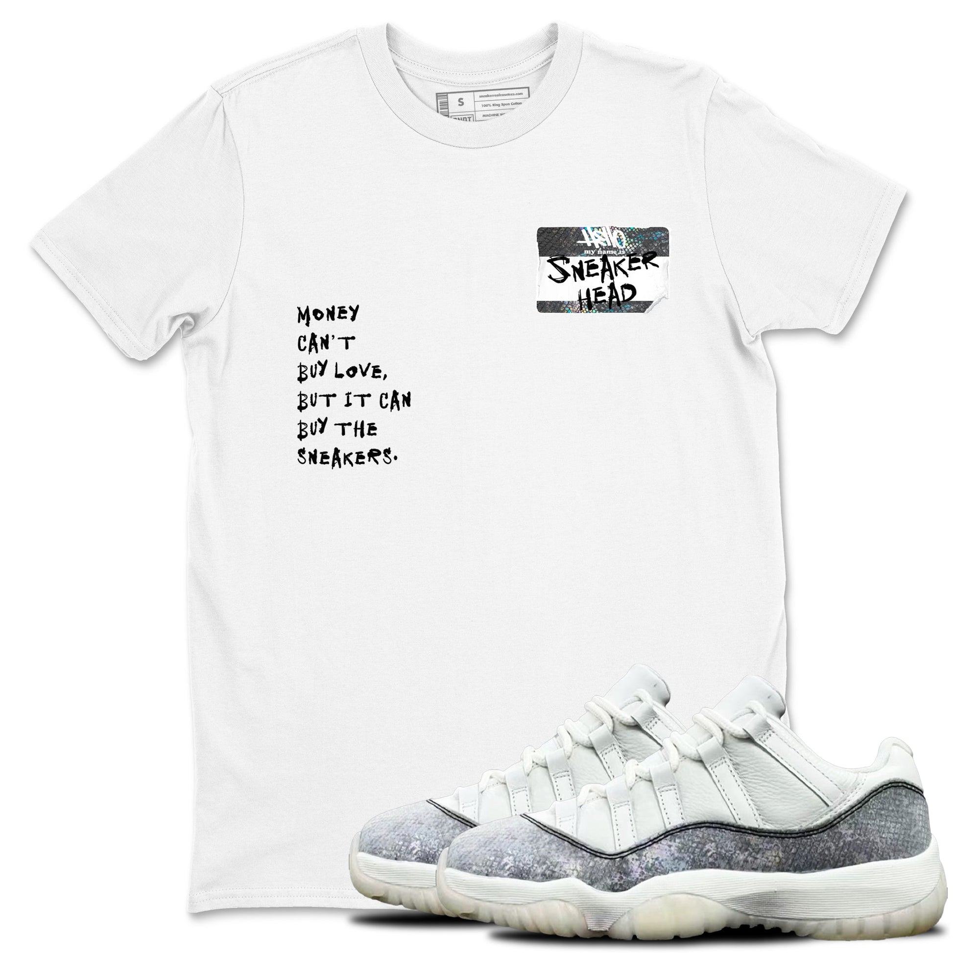 Jordan 11 Low Snake shirts to match jordans Sneakerhead Badge sneaker match tees Air Jordan 11 Year Of The Snake best t shirts to wear with jordans SNRT Sneaker Tees unisex cotton White 1 shirts