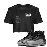 12s Black Wolf Grey shirts to match jordans Sneakerhead Badge sneaker match tees 12s Baron SNRT Sneaker Release Tees unisex cotton Black 1 Crop Shirts