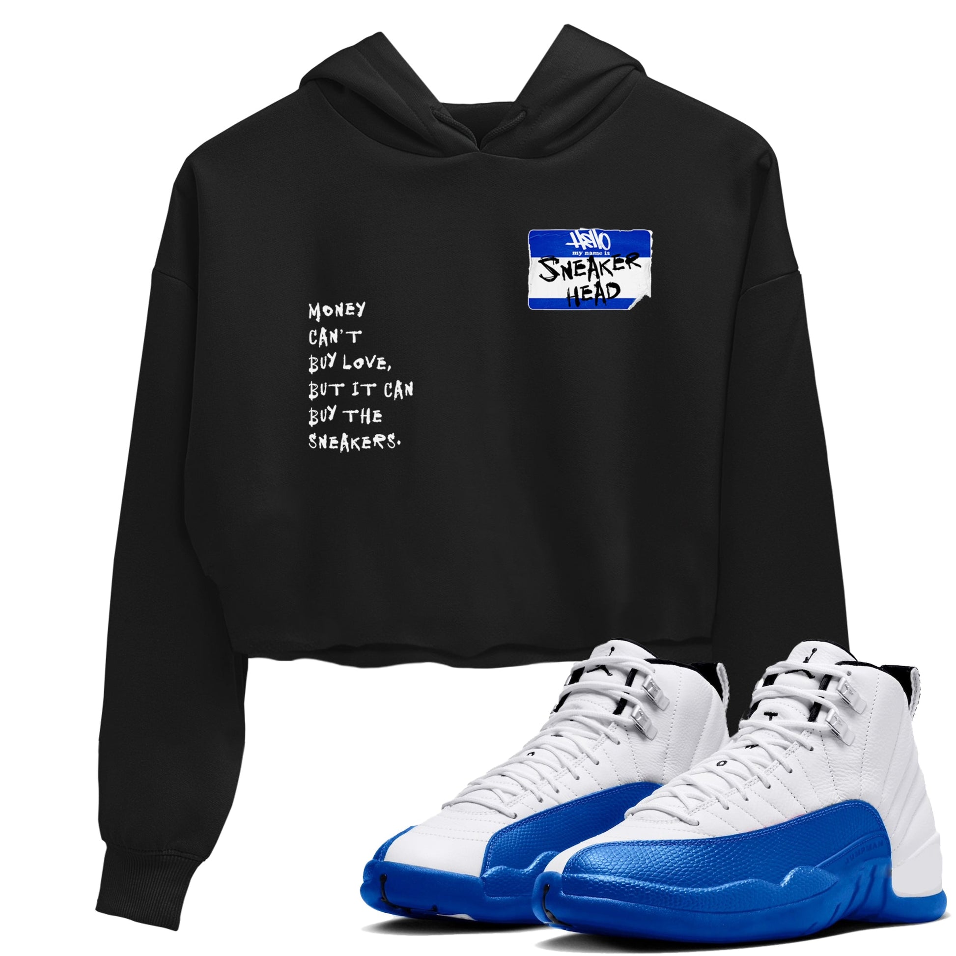 12 Blueberry shirts to match jordans Sneakerhead Badge sneaker match tees Air Jordan 12 Blueberry SNRT Sneaker Release Tees unisex cotton Black 1 Crop Shirts